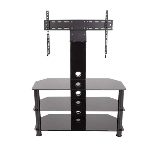 AVF SDCL900BB-A Stand with TV Mount for TVs up to 65 in. Black Glass, Black Legs