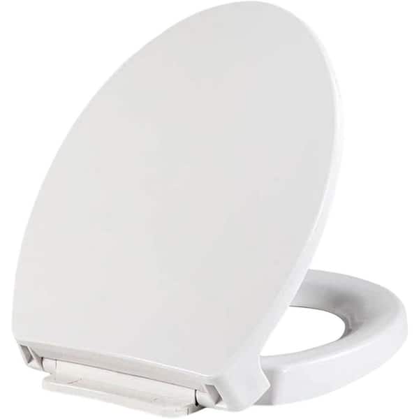 Elongated SoftClose Toilet Seat Slow Close Quiet Front Toilet Seat Replacement with Bolts in Cotton White