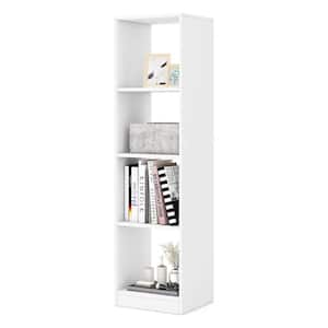56 in. Tall White Engineered Wood 4-Shelf Freestanding Standard Morden Bookcase