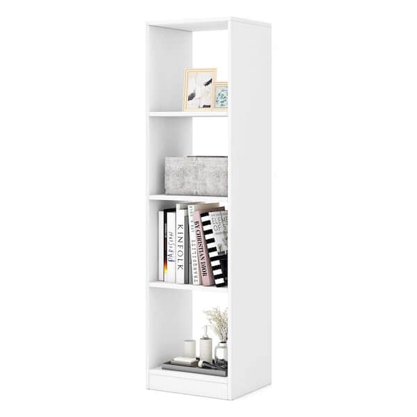 Costway 56 in. Tall White Engineered Wood 4-Shelf Freestanding Standard Morden Bookcase