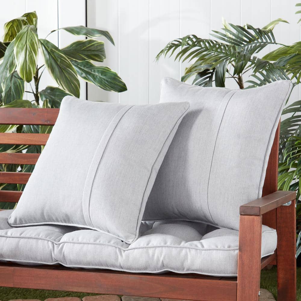 Granite Sunbrella Outdoor Square Throw Pillow Set, 20"x20"