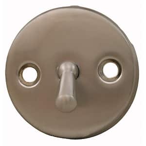 2-Hole Bathtub Waste and Overflow Faceplate with Trip Lever Less Screws in Brushed Stainless
