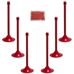2 in. Light Duty Stanchion and Chain Kit in Red