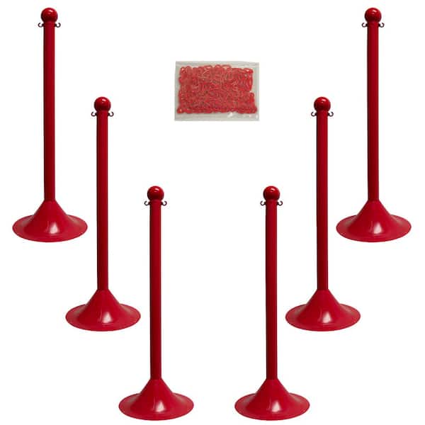 Mr. Chain 2 in. Light Duty Stanchion and Chain Kit in Red