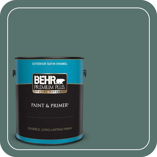 BEHR PREMIUM PLUS 1 gal. #480F-6 Shaded Spruce Satin Enamel Exterior Paint & Primer