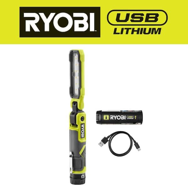 USB Lithium Cordless 550 Lumens Rechargeable Inspection Flashlight Kit with 2.0 Ah Battery and Charging Cable