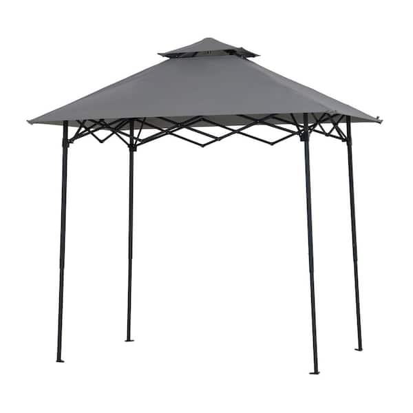 5 ft. x 8 ft. Pop up Grill Gazebo with Magnetic LED Light and Carrying Bag for BBQs, Picnics, Outdoor Events, Gray