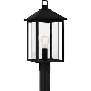 Fletcher 1-Light Earth Black Aluminum Hardwired Marine Grade Outdoor Post Lantern with No Bulbs Included