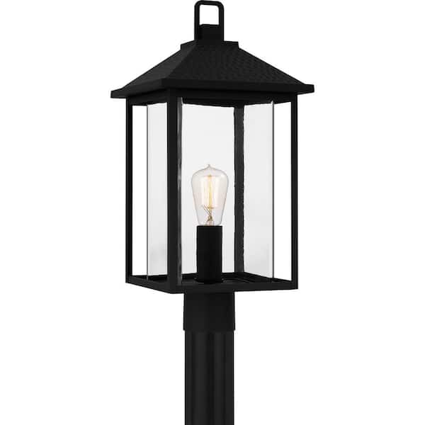 Quoizel Fletcher 1-Light Earth Black Aluminum Hardwired Marine Grade Outdoor Post Lantern with No Bulbs Included