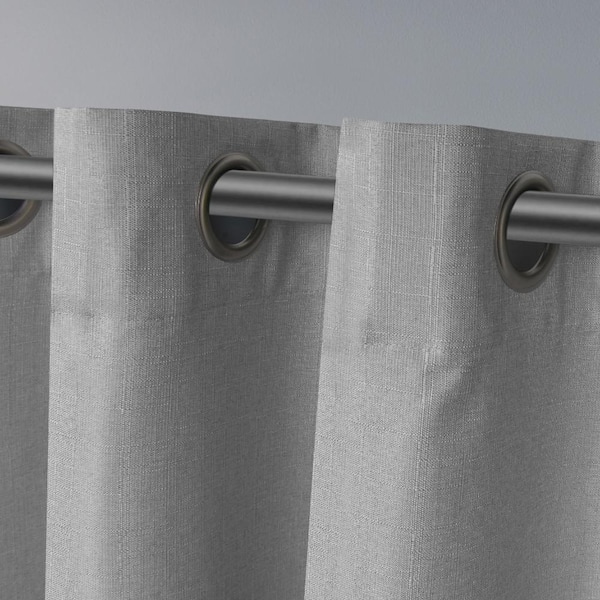 London Dove Grey Woven Solid 54 in. W x 84 in. L Noise Cancelling Thermal Grommet Blackout Curtain (Set of 2)