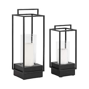 Brandt Black Wood and Metal Candle Holder 2-Pack