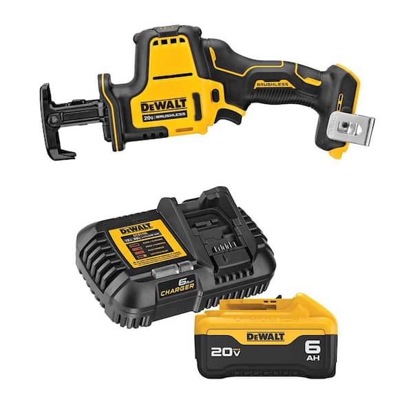 ATOMIC 20-Volt MAX Lithium-Ion Cordless Brushless Compact Reciprocating Saw w/20-Volt MAX 6.0Ah Battery Pack and Charger