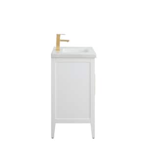 30 in. W x 18.5 in D x 34 in. H Single Sink Bathroom Vanity Cabinet in White with Ceramic Top