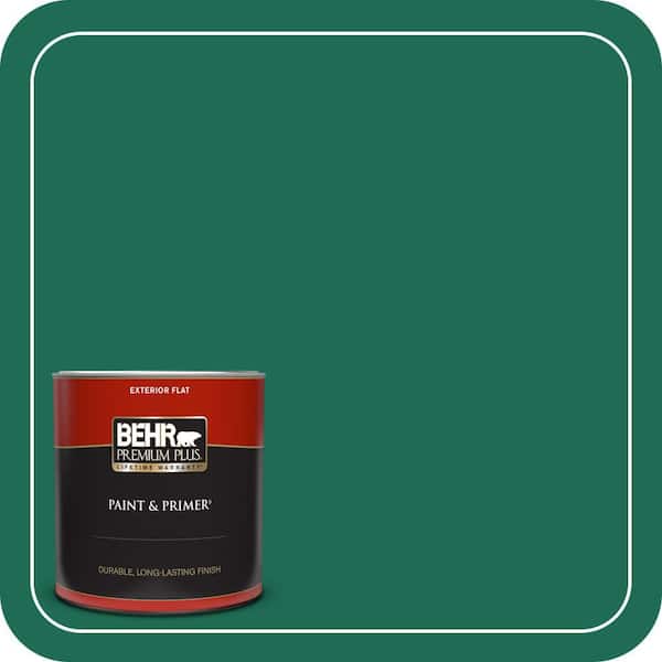 BEHR PREMIUM PLUS 1 qt. #P430-7 Sparkling Emerald Flat Exterior Paint & Primer