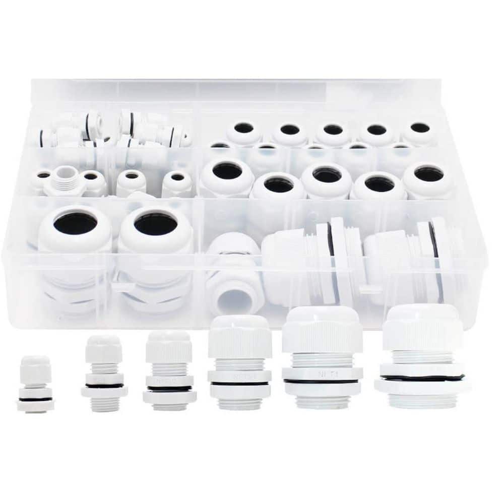 50PCS Waterproof Cable Gland Electrical Connector, 1/4 in. 3/8 in. 1/2 in.