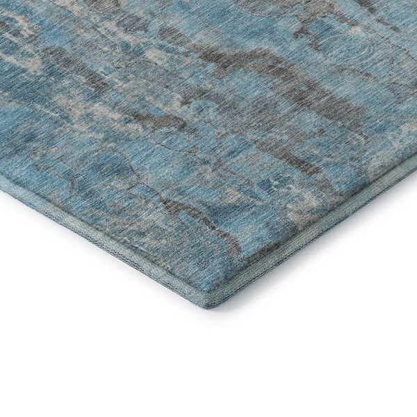Mayfield Premium Machine Washable Abstract AMF2120 Denim 2 ft. x 3 ft. Accent Rug