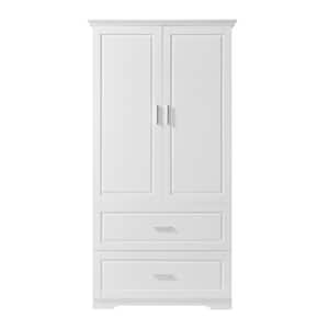 32 in. W x 15 in. D x 63.20 in. H White Tall Bathroom Storage Cabinet with 2-Doors and Drawer