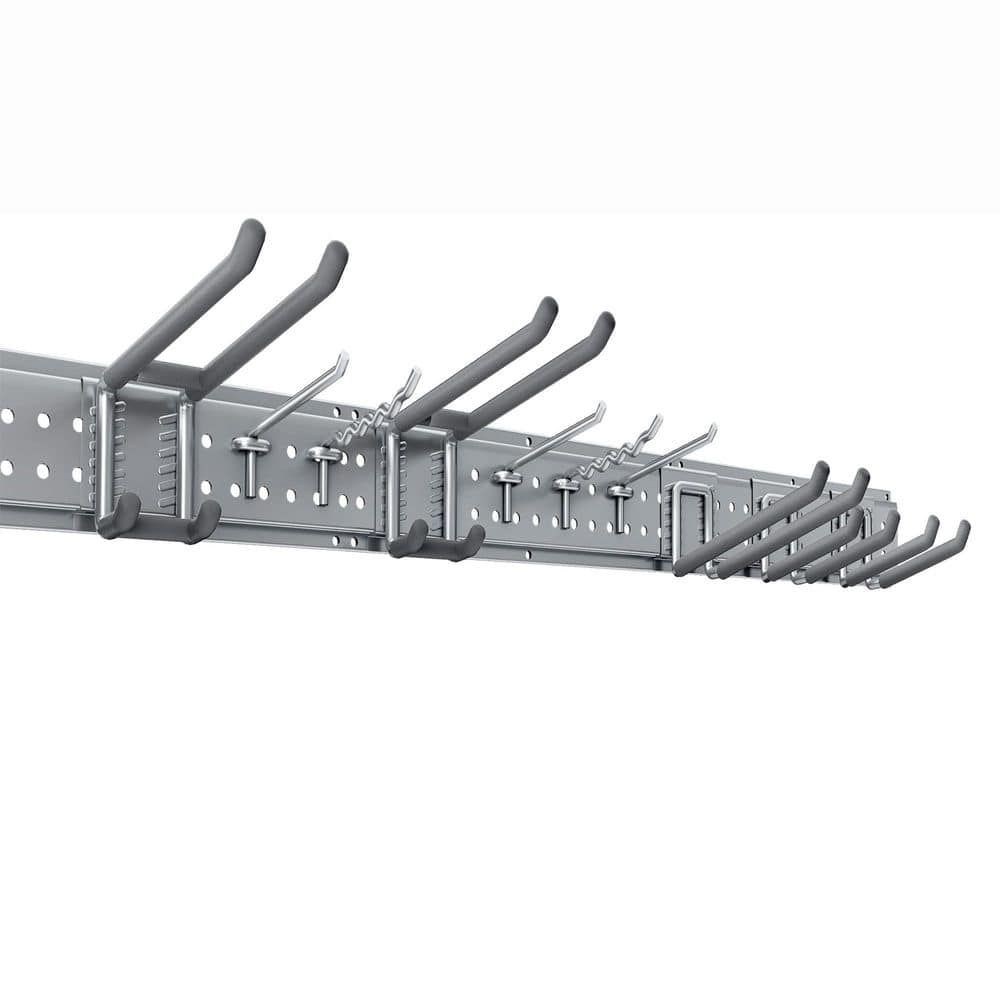 48 in. Grey Carbon Steel Wall Rack with Adjustable Hooks, Heavy-Duty Garage Tool Organizer for Garden, Shed Storage price history on PriceWatchPro