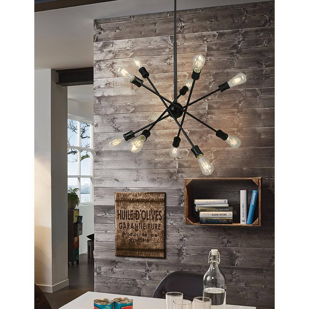 Vintage Loft Aged Brass & Black Globe Pendant Light