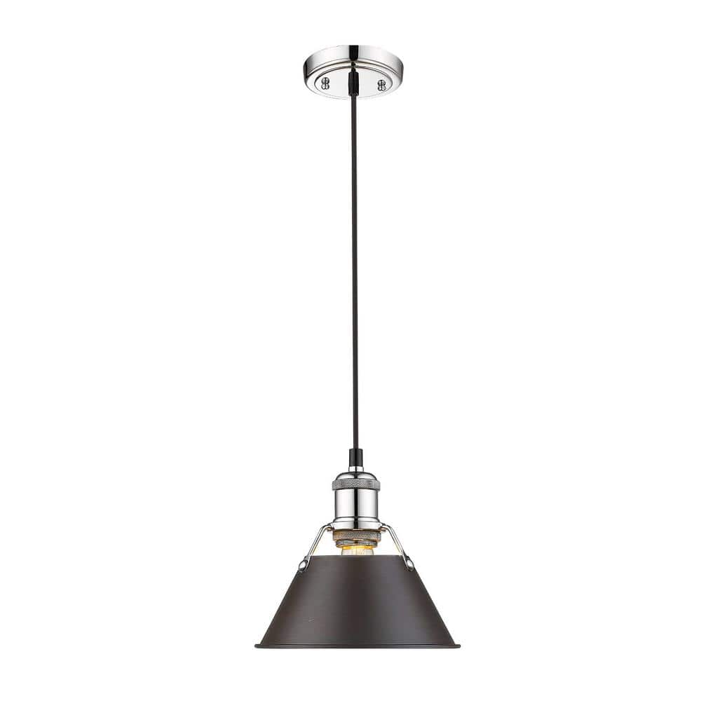 Orwell 1-Light Chrome with Rubbed Bronze Shade Mini Pendant price history on PriceWatchPro