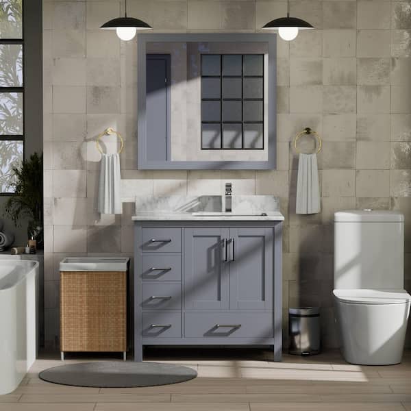 Jacques 36 in. W x 22 in. D Right Offset Dark Grey Bath Vanity without Top