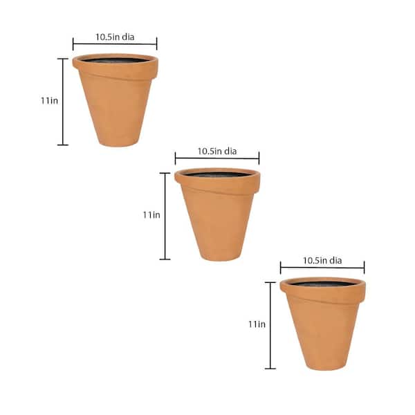 MPG Medium Composite Fence Pots Plain for Shadow Box Fences in a White Washed Terracotta Finish (Set of 3)