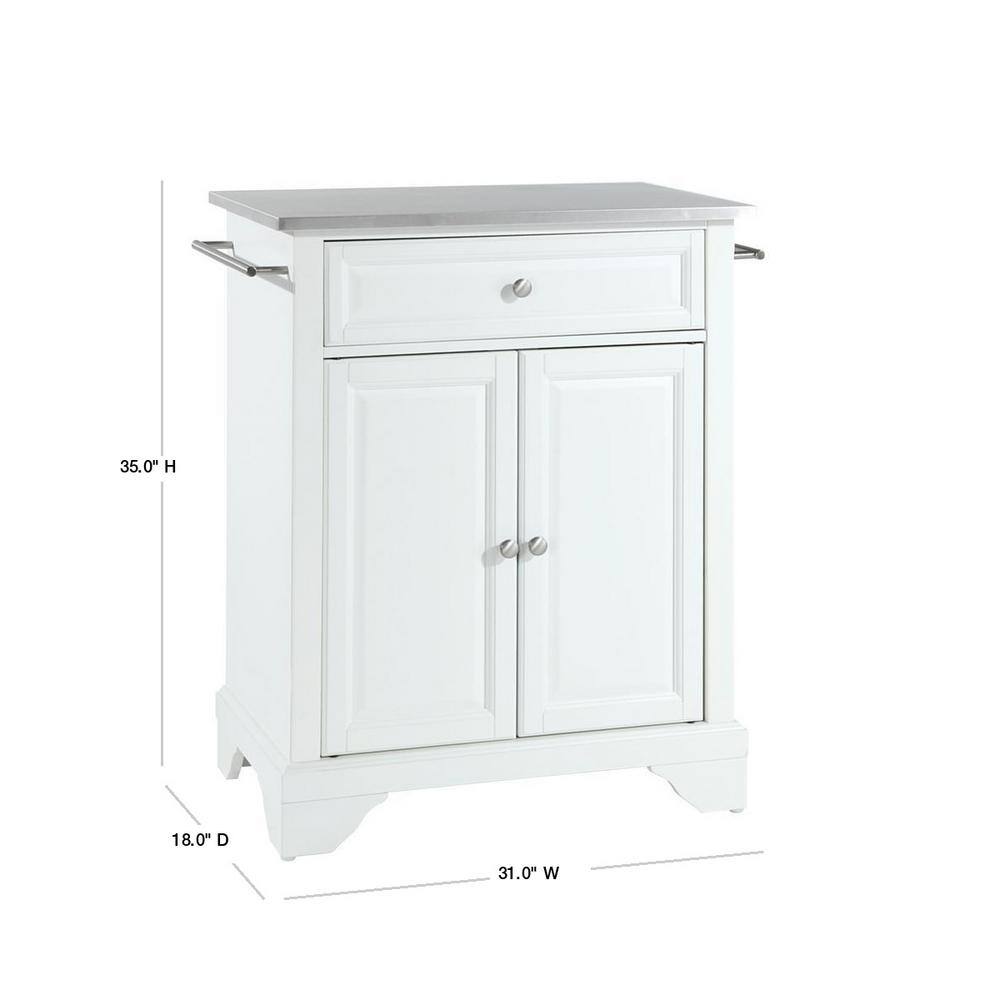 White Stainless Steel Top Portable Kitchen Island Cart