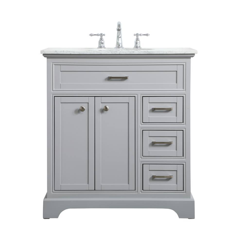Simply Living 32 in. W x 21.5 in. D x 35 in. H Bath Vanity in Grey with Car