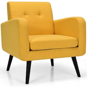 Yellow Rubber Wood Arm Chair Single Sofa (Set of 1)
