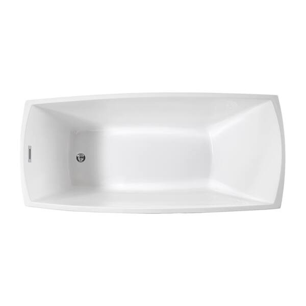 Albi 67 in. Acrylic Flatbottom Non-Whirlpool Freestanding Bathtub in Glossy White