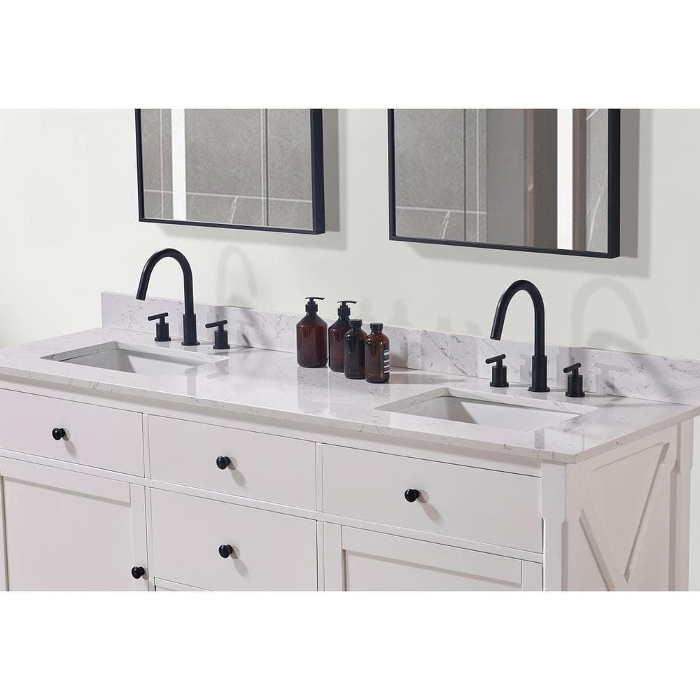 Trento 73" White Composite Stone Double Vanity Top with Sink