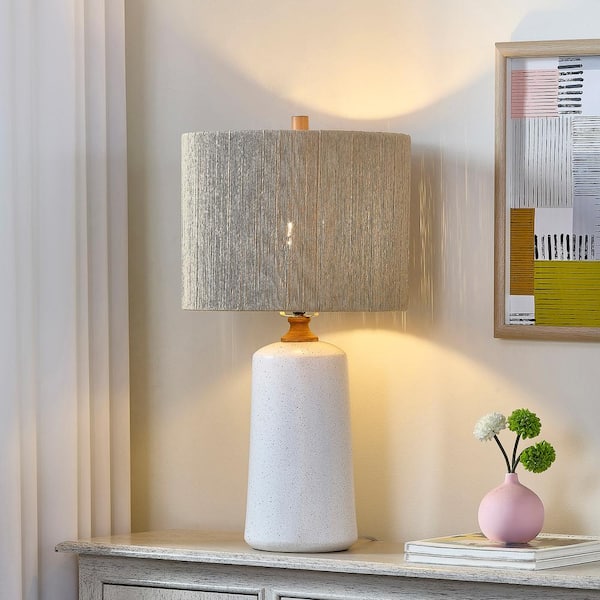 24 in. White Vintage Dimmable Ceramic Bedroom Living Room Bedside Desk Nightstand Table Lamps