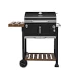 24 in. Charcoal Grill, BBQ Smoker with Handle and Folding Table