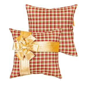 18 in. x 18 in. Plaid Present Interchangeable Outdoor Pillow Cover