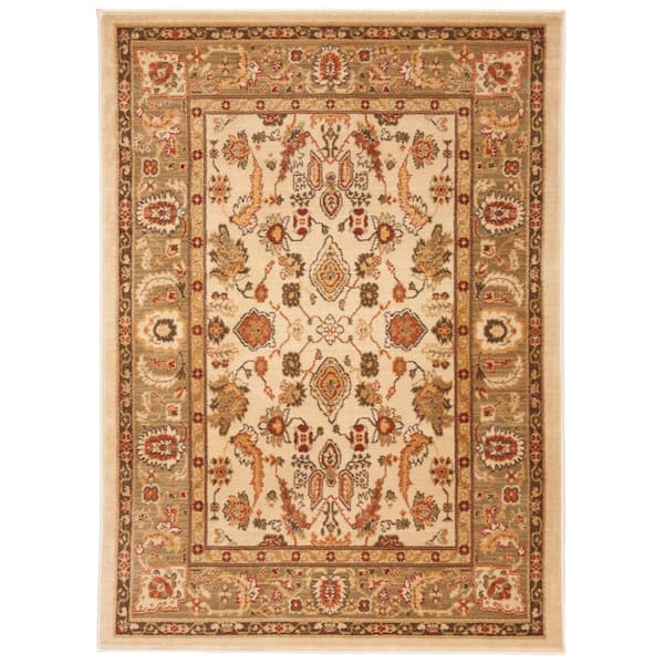 Heirloom 4 ft. x 6 ft. Cream/Green Ornate Oriental Area Rug