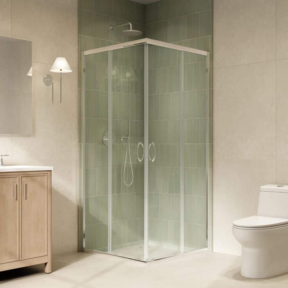 Breeze 34 in. x 34 in. x 72.83 in. Square Corner Clear Sliding Door in Chrome price history on PriceWatchPro