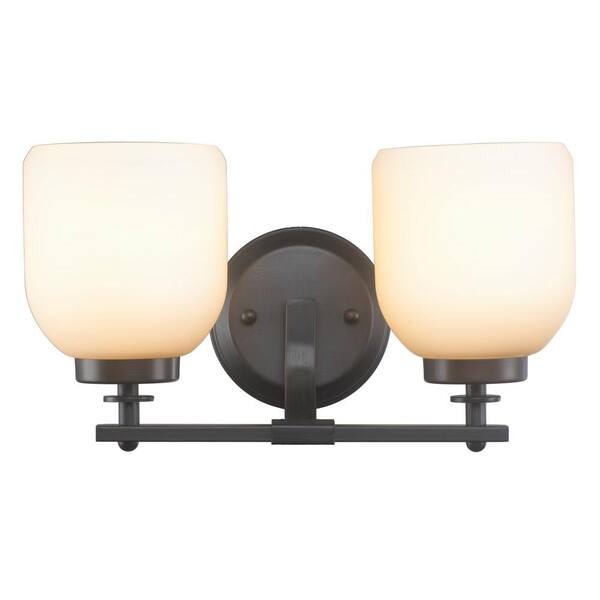 World Imports 2-Light Oil-Rubbed Bronze Sconce with White Frosted Glass Shade