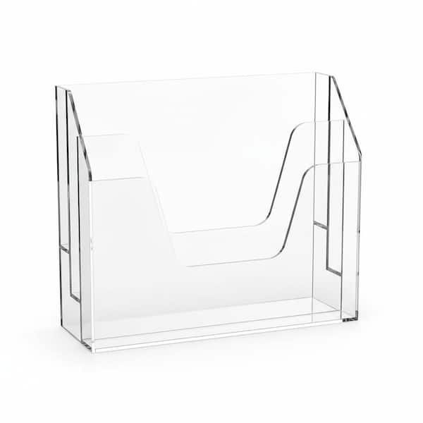 3-Tier Clear 12 in. x 9 in. Plastic Wall Mounted Magazine Rack