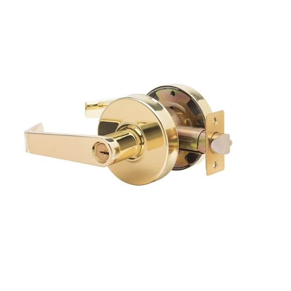 Taco LSV Saturn Series Standard Duty Bright Brass Grade 2 Commercial Cylindrical Classroom Door Handle with Lock