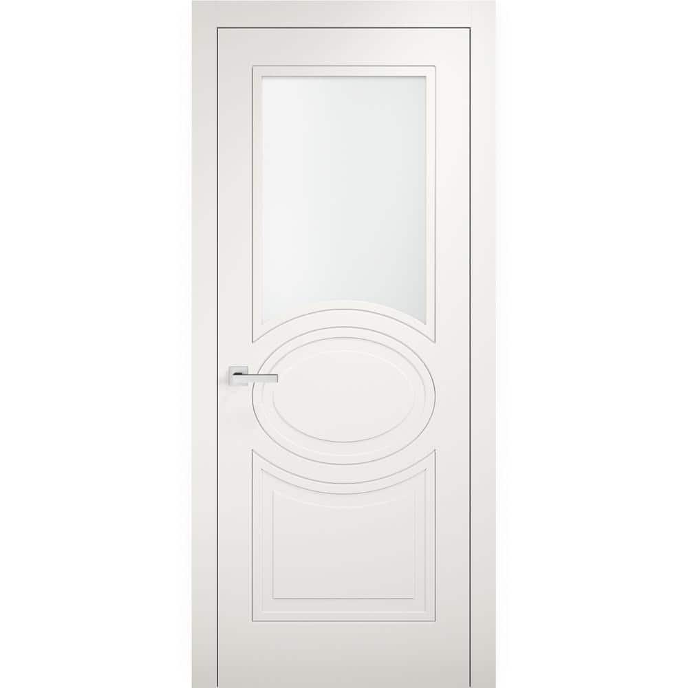 7012 42 in. x 80 in. Universal Handling 1/2-Lite Frosted Glass Solid White Finished Pine MDF Double Prehung French Door price history on PriceWatchPro