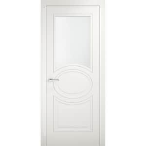 7012 18 in. x 80 in. Universal Handling 1/2-Lite Frosted Glass Solid White Finished Pine MDF Double Prehung French Door