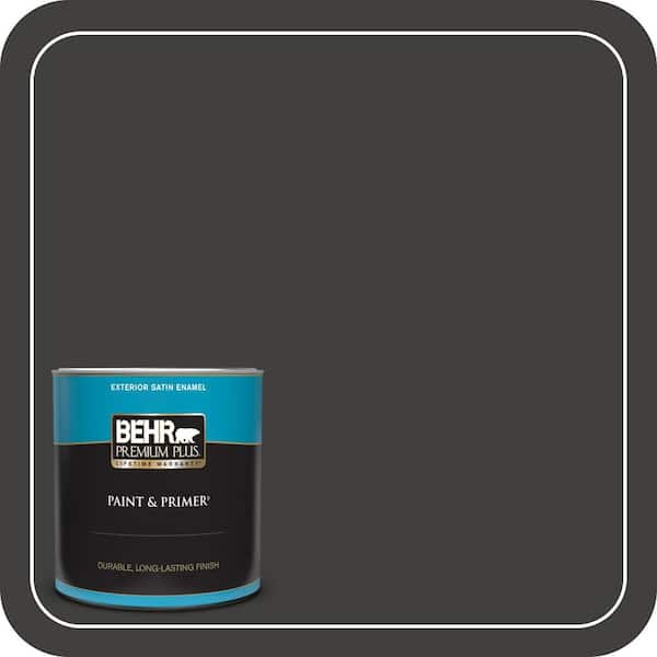 BEHR PREMIUM PLUS 1 qt. #N510-7 Blackout Satin Enamel Exterior Paint & Primer