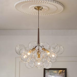 HUOKU Alma 6-Light 24.8 in.W Gold and Black Cluster Bubble