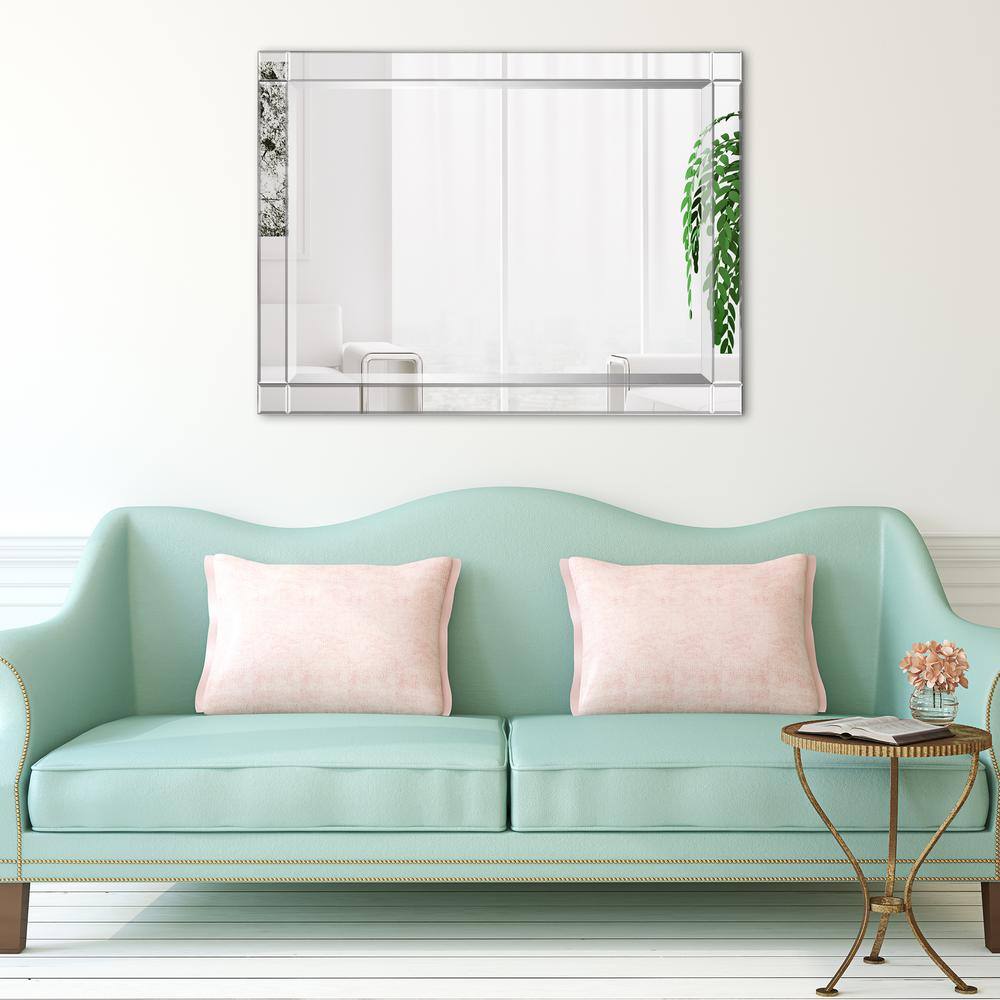 Elegant Full-Length 30" x 40" Rectangular Beveled Wall Mirror with Solid Wood Frame