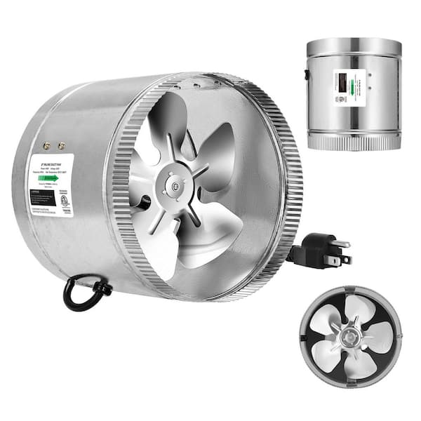 8 in. Inline Duct Fan 420 CFM, HVAC Exhaust Ventilation Fan with Low Noise, Silver Electric Powered Galvanized Steel