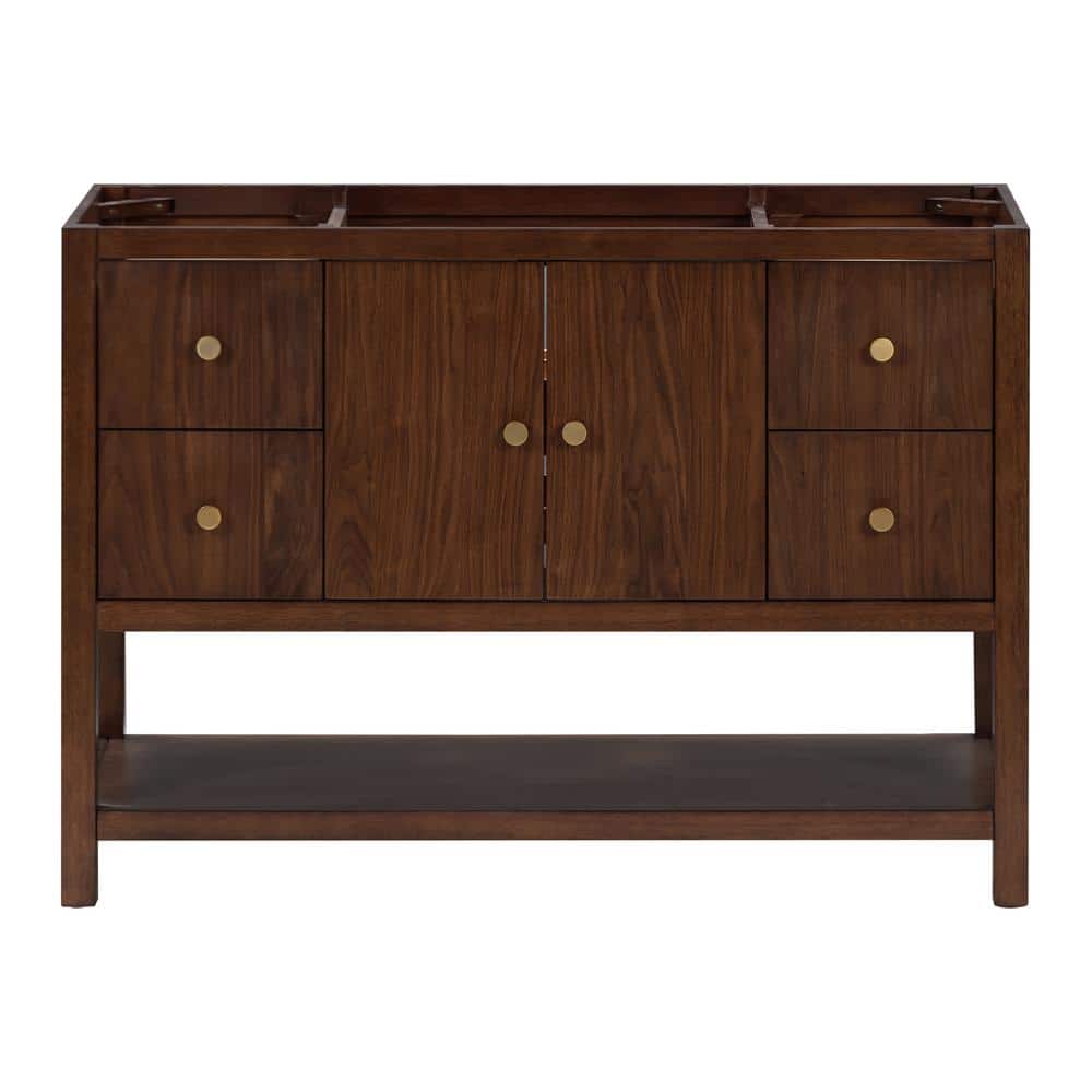 Zoe 48'' Walnut Single Bathroom Vanity Base with Gold Hardware