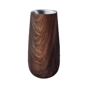 Double Walled 8 Oz. Insulated Mahogany Stainless Steel Flute Champagne Tumbler with Spill Proof