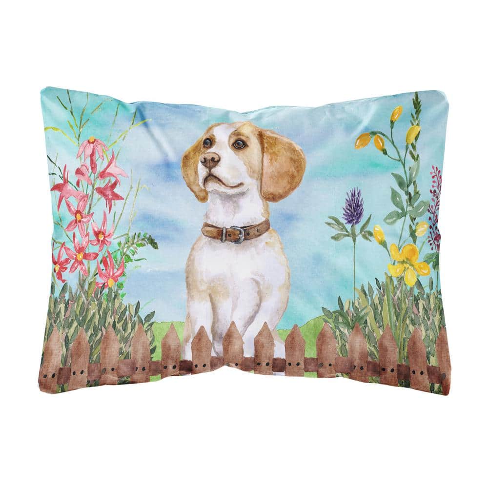 12 in. x 16 in. Lumbar Outdoor Throw Pillow Beagle Spring Canvas Fabric Decorative Pillow price history on PriceWatchPro