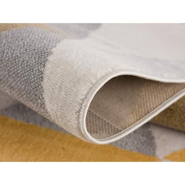 Savannah Collection - Modern Geometric Entrance Area Rug and Runner (2x12 feet) Abstract - 2'3" x 12', Yellow