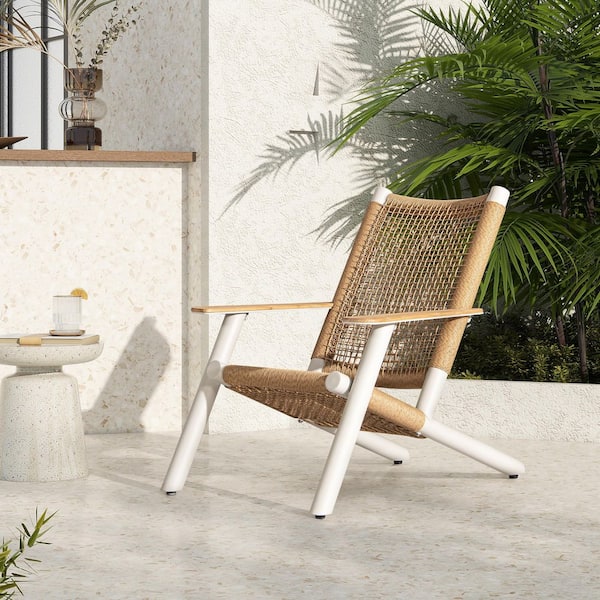 Atlas Adirondack Outdoor Lounge Chair Light Beige Gray Aluminum